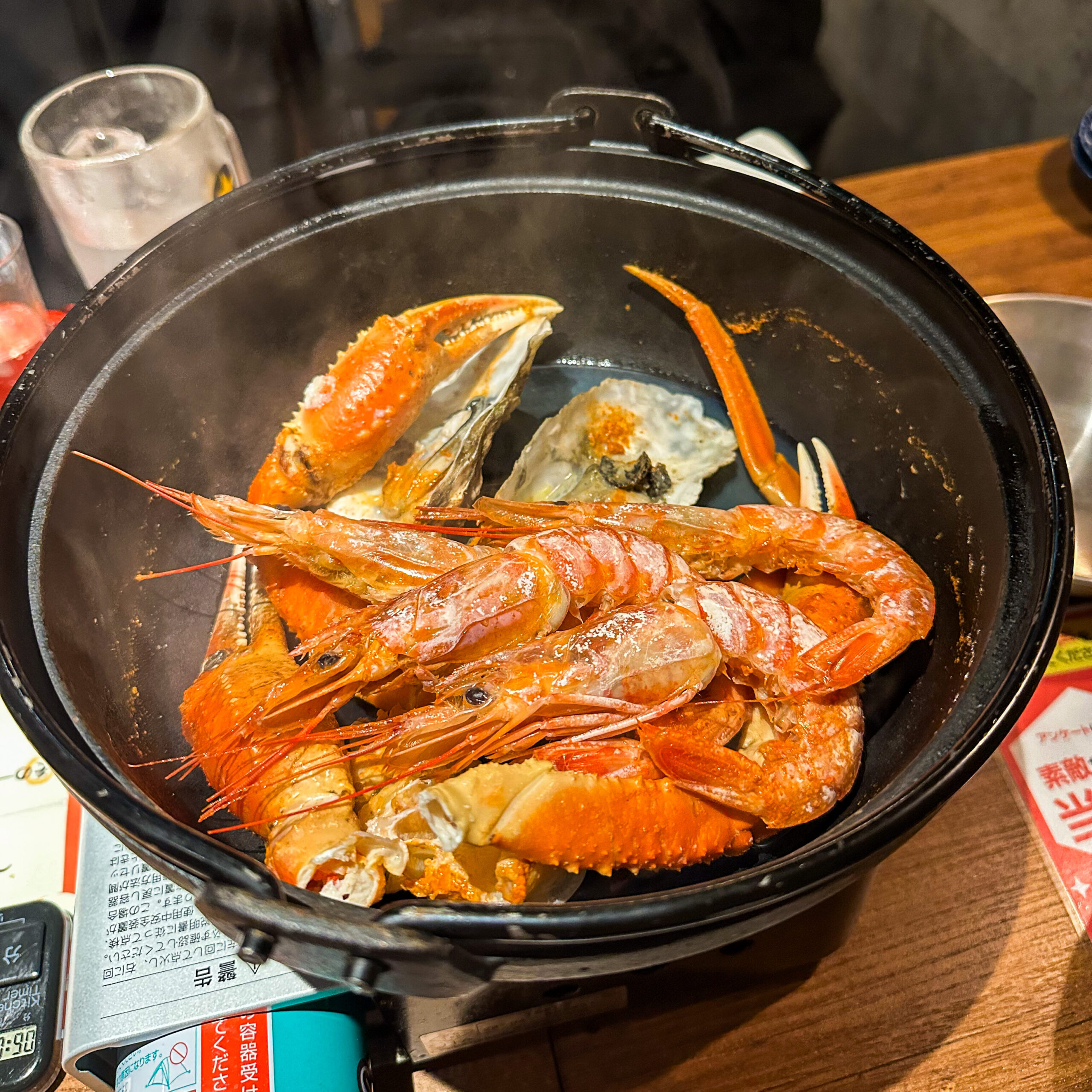 おすすめ屋premium名古屋駅店の夏期と海鮮せいろ蒸し焼き